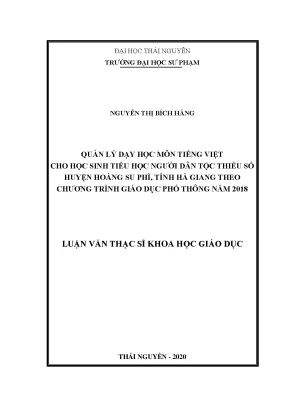 Quản Lý Dạy Học Tiếng Việt Cho Học Sinh Tiểu Học Dân Tộc