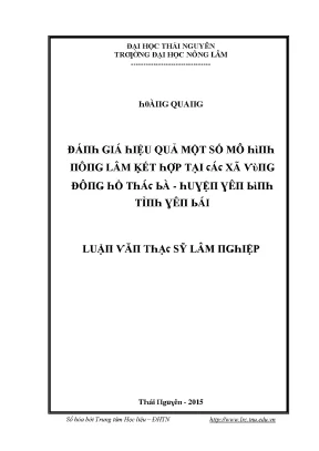 Đánh Giá Hiệu Quả Một Số Mô Hình Lâm Kết Tại Xã Vĩnh Đô,