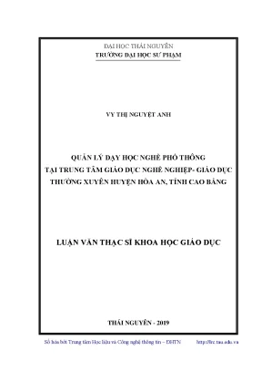 Quản Lý Dạy Học Nghề Phổ Thông Tại Trung Tâm Giáo Dục