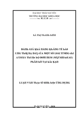 Nghiên Cứu Về Đặc Điểm Của Loài Agridisia Tại Thái Nguyên