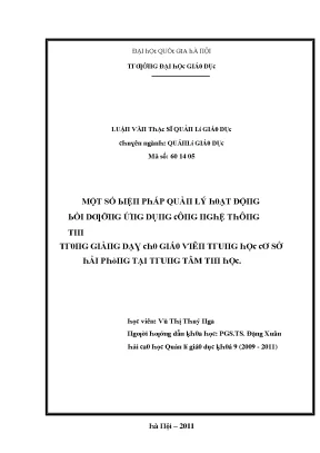 Biện Pháp Quản Lý Hoạt Động Bồi Dưỡng Công Nghệ Thông