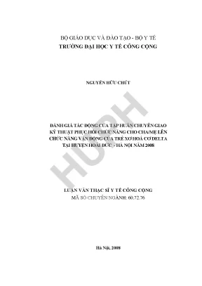 Đánh Giá Tác Động Tập Huấn Phục Hồi Chức Năng Cho Trẻ Xơ