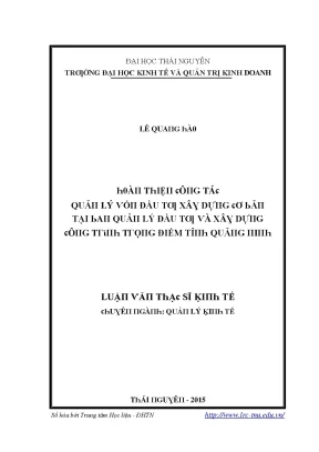 Quản lý vốn đầu tư và dự án tại Thái Nguyên