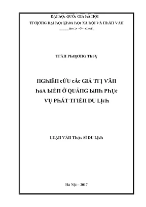Nghiên Cứu Giá Trị Văn Hóa Du Lịch Tại Quảng Bình