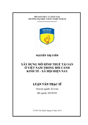 Mô Hình Thuế Tài Sản Ở Việt Nam: Thực Trạng Và Đề Xuất