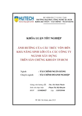 Ảnh Hưởng Cấu Trúc Vốn Đến Khả Năng Sinh Lời Của Các