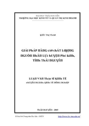 Giải pháp nâng cao chất lượng nguồn nhân lực huyện Phú