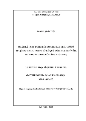 Quản lý hoạt động bồi dưỡng học sinh giỏi tại Trường