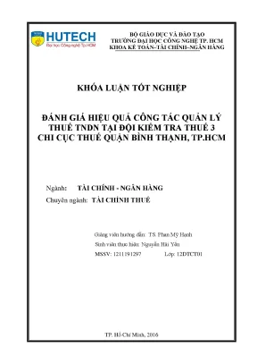 Đánh Giá Hiệu Quả Quản Lý Thuế TNDN Tại Đội Kiểm Tra