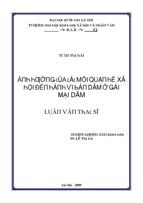 Tác Động Của Mại Dâm Đến Xã Hội Việt Nam