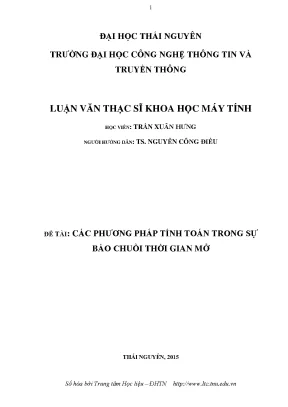 Phương Pháp Tính Toán Trong Dự Báo Chuỗi Thời Gian Mờ