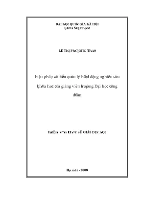 Cải Tiến Quản Lý Nghiên Cứu Khoa Học Tại Trường Đại Học 