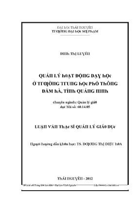 Quản lý hoạt động dạy học tại trường THPT Đầm Hà, Quảng Ninh