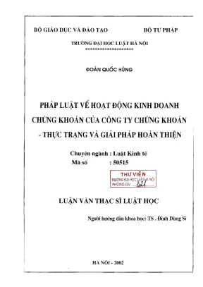 Pháp Luật Kinh Doanh Chứng Khoán: Thực Trạng và Giải