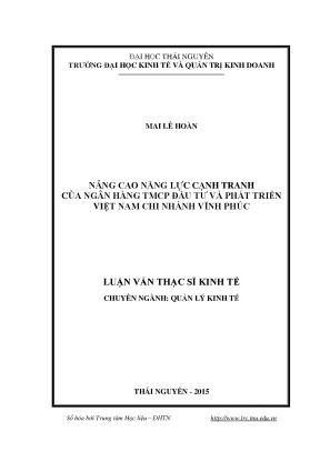 Nâng cao năng lực cạnh tranh của ngân hàng BIDV Vĩnh Phúc