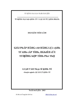 Giải pháp nâng cao năng lực cạnh tranh tỉnh Phú Thọ