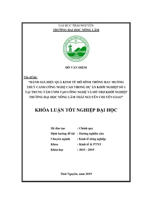 Đánh Giá Hiệu Quả Kinh Tế Mô Hình Trồng Rau Muống Thủy