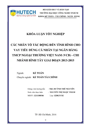 Những Nhân Tố Ảnh Hưởng Đến Cho Vay Tiêu Dùng Cá Nhân