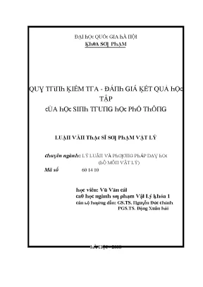 Kiểm Tra Đánh Giá Kết Quả Học Tập Môn Vật Lý Tại Đại Học