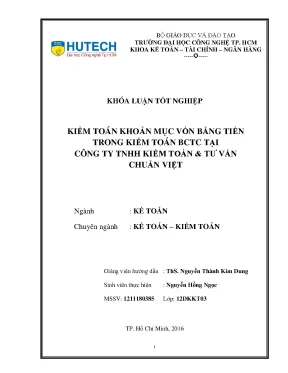 Kiểm Toán Khoản Mục Vốn Bằng Tiền Trong Báo Cáo Tài