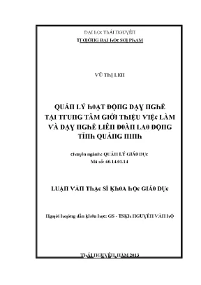 Quản lý hoạt động dạy nghề tại trung tâm giới thiệu việc
