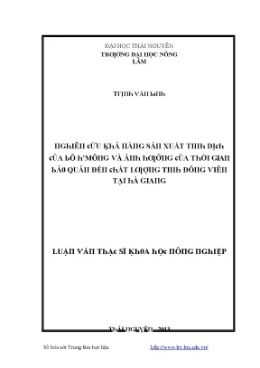 Nghiên Cứu Về Chất Lượng Nông Sản Tại Trường Đại Học 