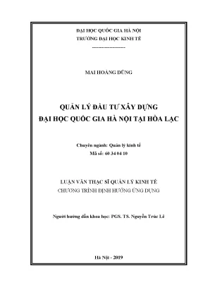 Quản Lý Đầu Tư Xây Dựng Tại Đại Học Quốc Gia Hà Nội: