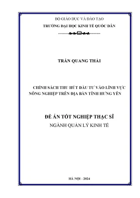 Chính Sách Thu Hút Đầu Tư Nông Nghiệp Tại Tỉnh Hưng Yên: