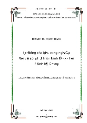 Nghiên Cứu Tác Động Của Khu Công Nghiệp Đến Phát Triển