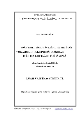 Cải thiện kiểm tra thuế cho doanh nghiệp ngoài quốc