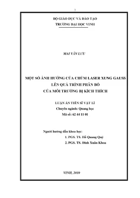 Ảnh Hưởng Của Chùm Laser Xung Gauss Đến Môi Trường Kích 
