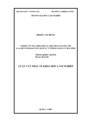 Nghiên cứu đặc điểm sinh lý và sinh thái loài Mây nếp