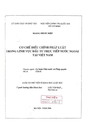Điều Chỉnh Pháp Luật Trong Đầu Tư Trực Tiếp Nước Ngoài 