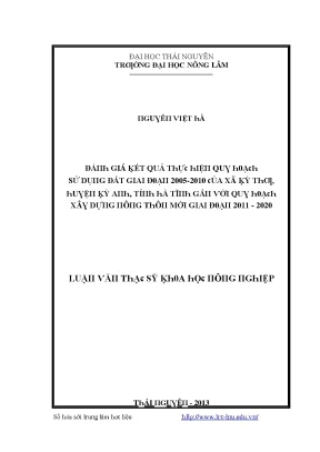 Đánh Giá Hiệu Quả Sử Dụng Đất Giai Đoạn 2005-2020 Tại Xã