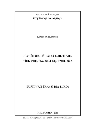 Đại học Thái Nguyên: Đào tạo và Nghiên cứu Địa lý 2008-2013