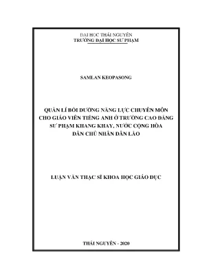 Quản Lý Bồi Dưỡng Năng Lực Chuyên Môn Cho Giáo Viên