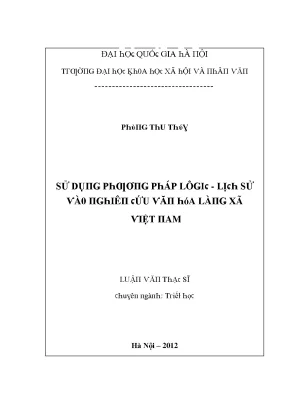 Nghiên Cứu Về Sử Dụng Phương Pháp Lịch Sử Trong Luận Văn 