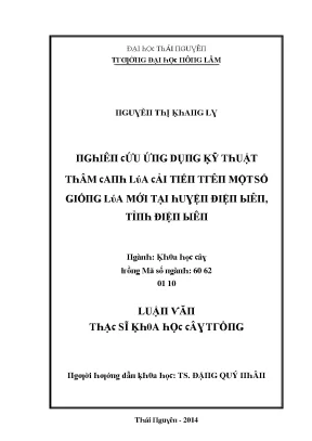 Luận văn nghiên cứu ứng dụng kỹ thuật thâm canh lúa cải tiến trên một số giống lúa mới tại huyện điện biên tỉnh điện biên