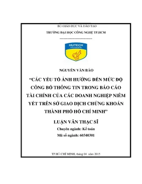 Các Yếu Tố Ảnh Hưởng Đến Mức Độ Công Bố Thông Tin Trong