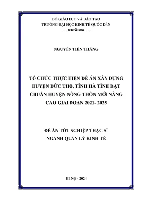 Đề Án Xây Dựng Huyện Đức Thọ Đạt Chuẩn Nông Thôn Mới