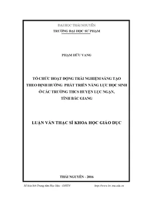 Tổ Chức Hoạt Động Trải Nghiệm Sáng Tạo Phát Triển Năng