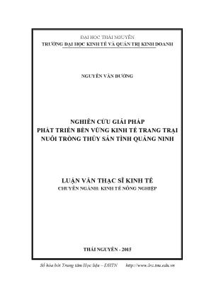 Giải Pháp Phát Triển Bền Vững Kinh Tế Trang Trại Nuôi