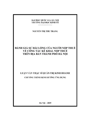 Đánh Giá Sự Hài Lòng Của Người Nộp Thuế Tại Hà Nội