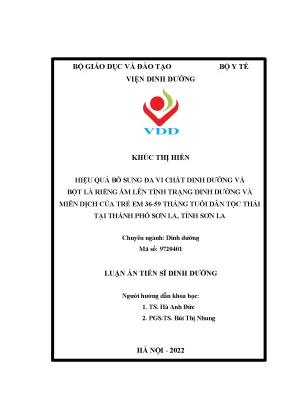 Nâng cao tình trạng dinh dưỡng và miễn dịch cho trẻ em 