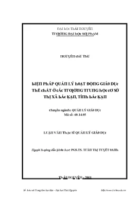Quản lý hoạt động giáo dục thể chất tại trường THCS Bắc Kạn