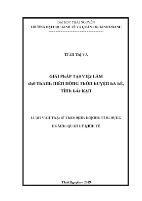 Giải pháp tạo việc làm cho thanh niên nông thôn huyện Ba