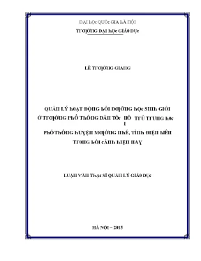 Quản lý bồi dưỡng học sinh giỏi tại trường phổ thông dân 