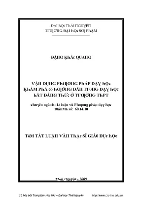 Phương Pháp Dạy Học Khám Phá Trong Dạy Học Bất Đẳng Thức