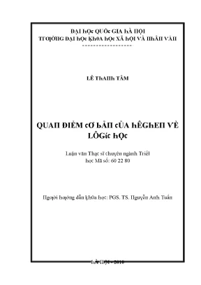 Cơ Bản Về Lôgíc Học Theo Quan Điểm Của Hêghen