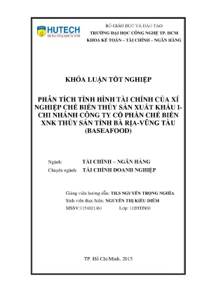 Phân Tích Tài Chính Doanh Nghiệp Chế Biến Thủy Sản Xuất Khẩu